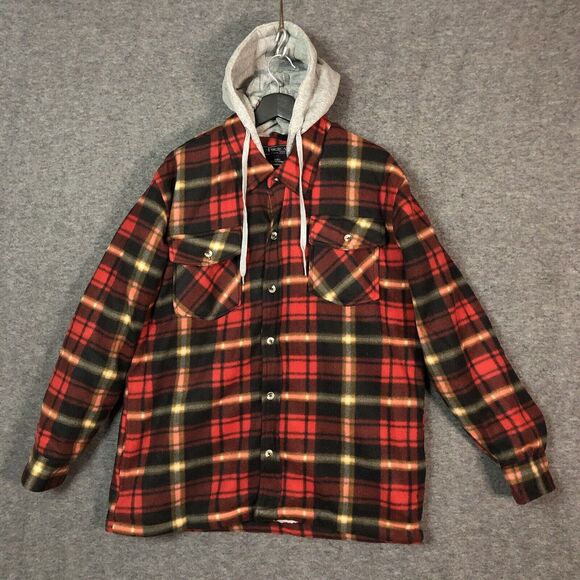 Fourcast Hoodie Men's L Sherpa Lined Plaid Flannel Layered Jacket Soft Shell - Picture 1 of 13